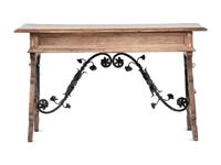 A Spanish Baroque Wrought-Iron Mounted Walnut Library Table
