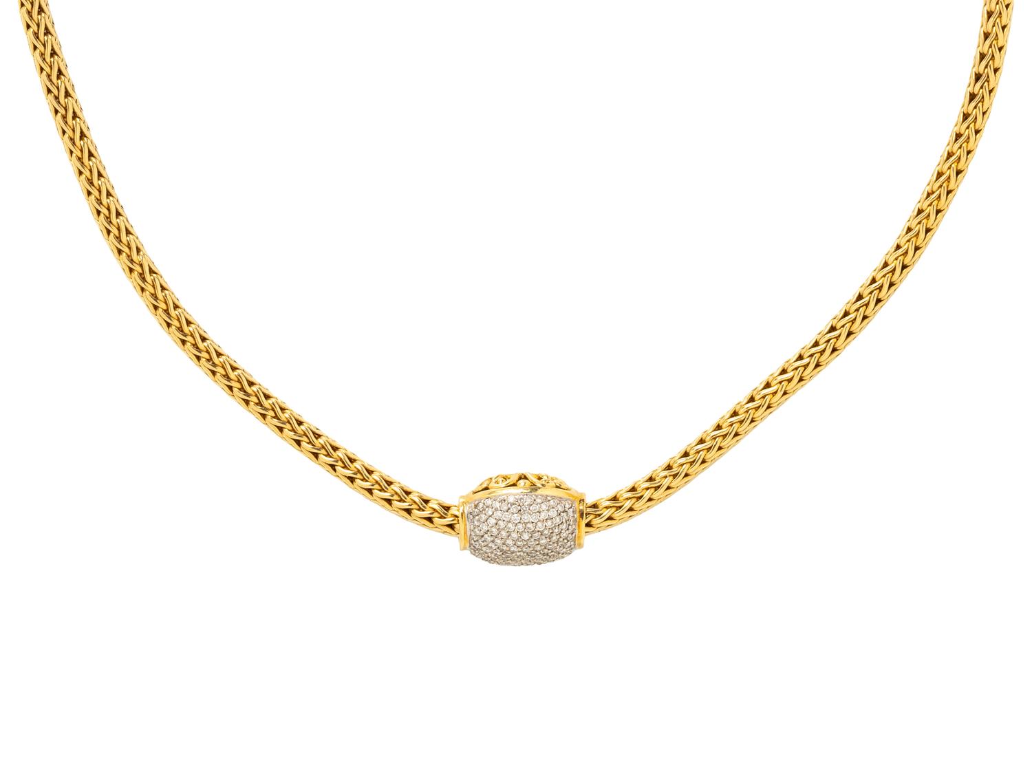 JOHN HARDY, BICOLOR GOLD AND DIAMOND NECKLACE