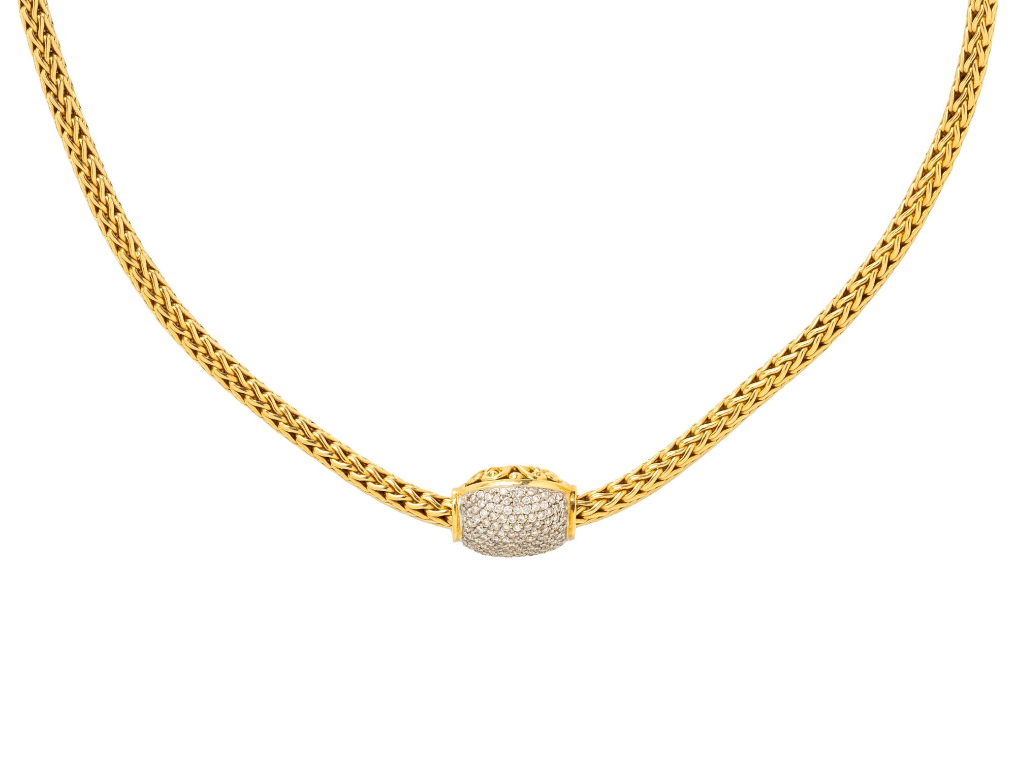 JOHN HARDY, BICOLOR GOLD AND DIAMOND NECKLACE