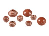 Miniature White-on-Red Pottery Jars and Plates