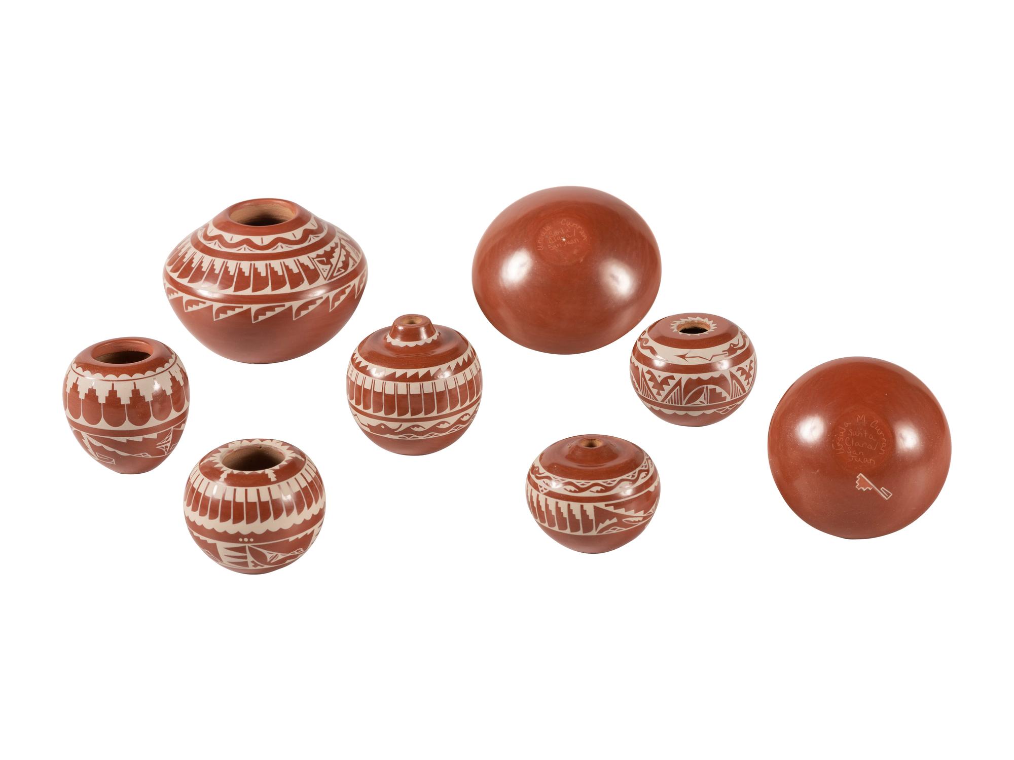 Miniature White-on-Red Pottery Jars and Plates