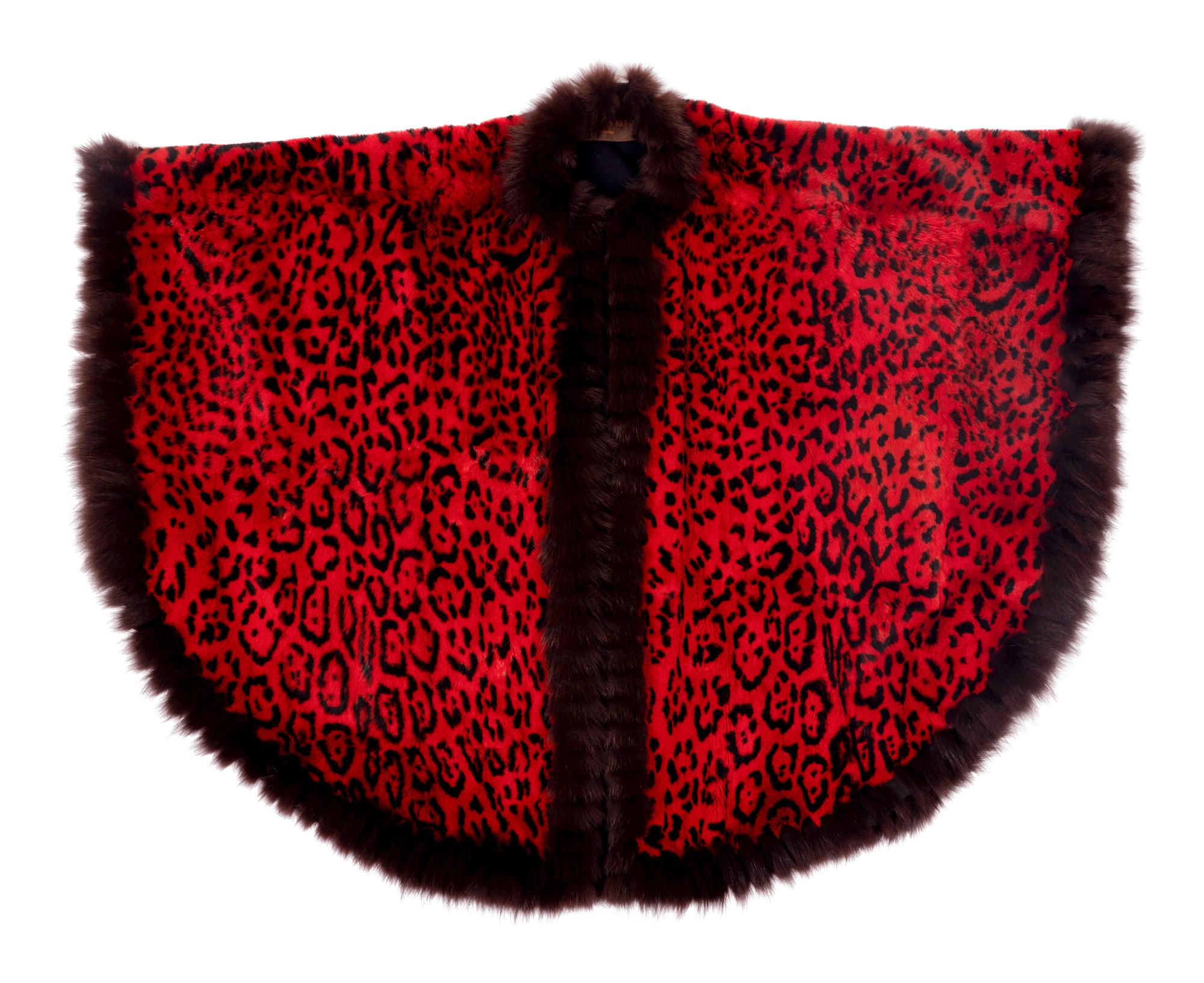 Yves Saint Laurent Leopard Print Fur Poncho, 1980-90s