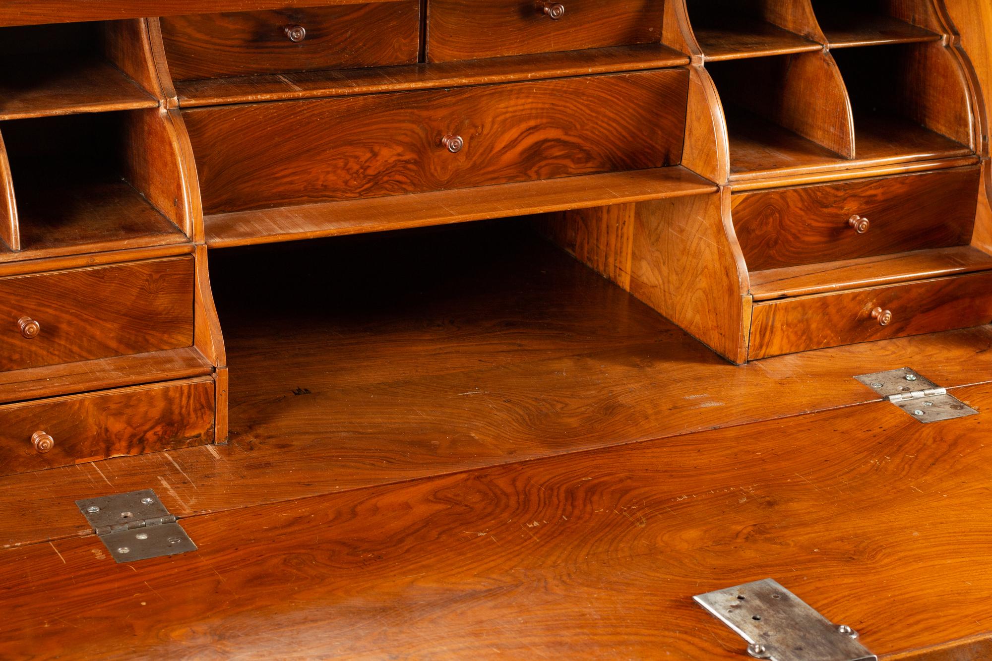 A Continental Burl Walnut Slant-Front Bureau