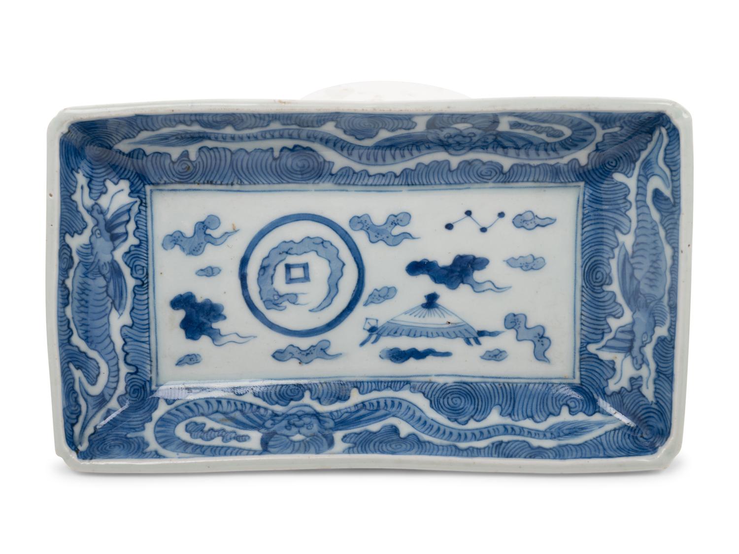 Four Japanese Blue and White Porcelain Articles