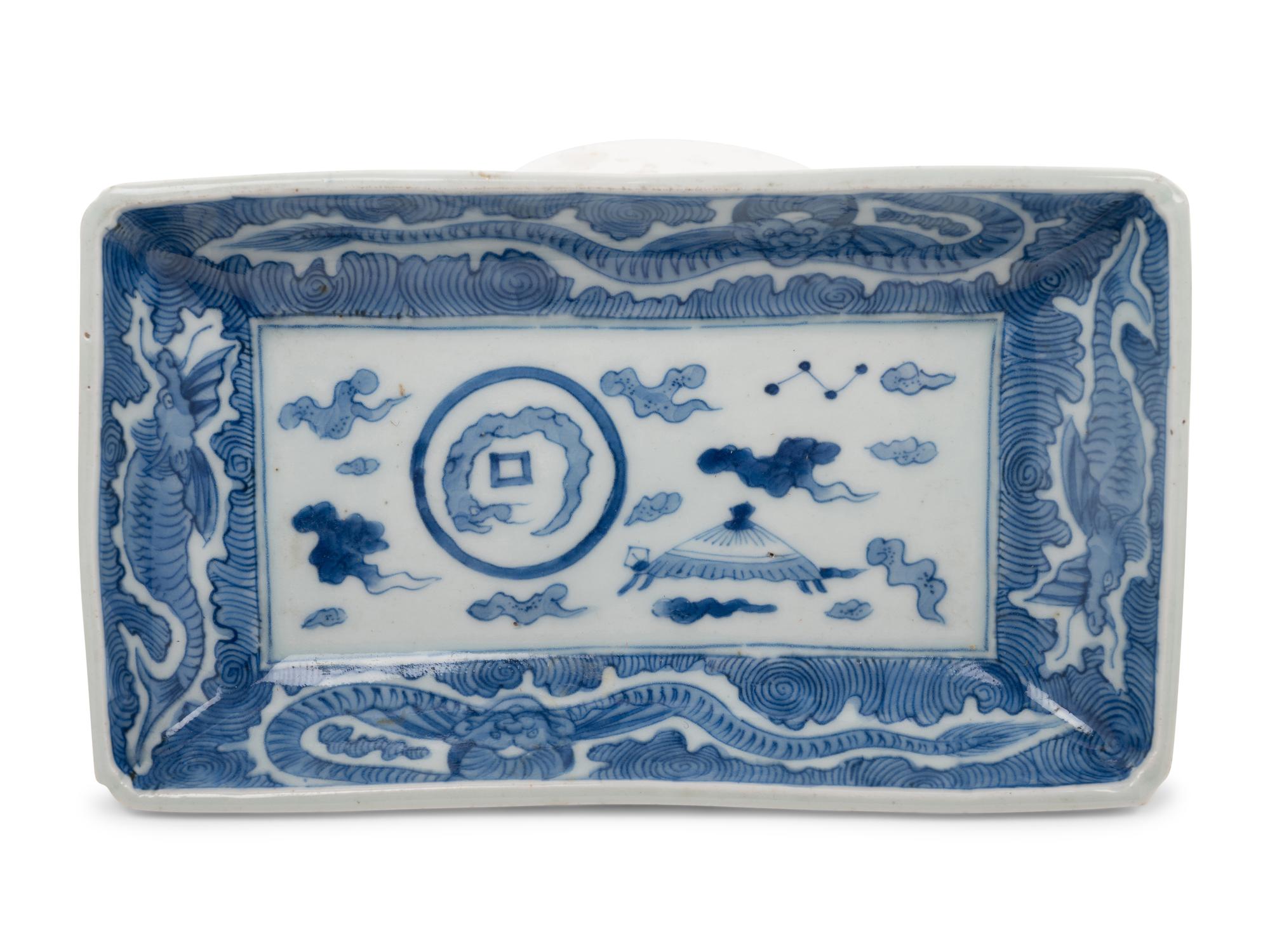 Four Japanese Blue and White Porcelain Articles