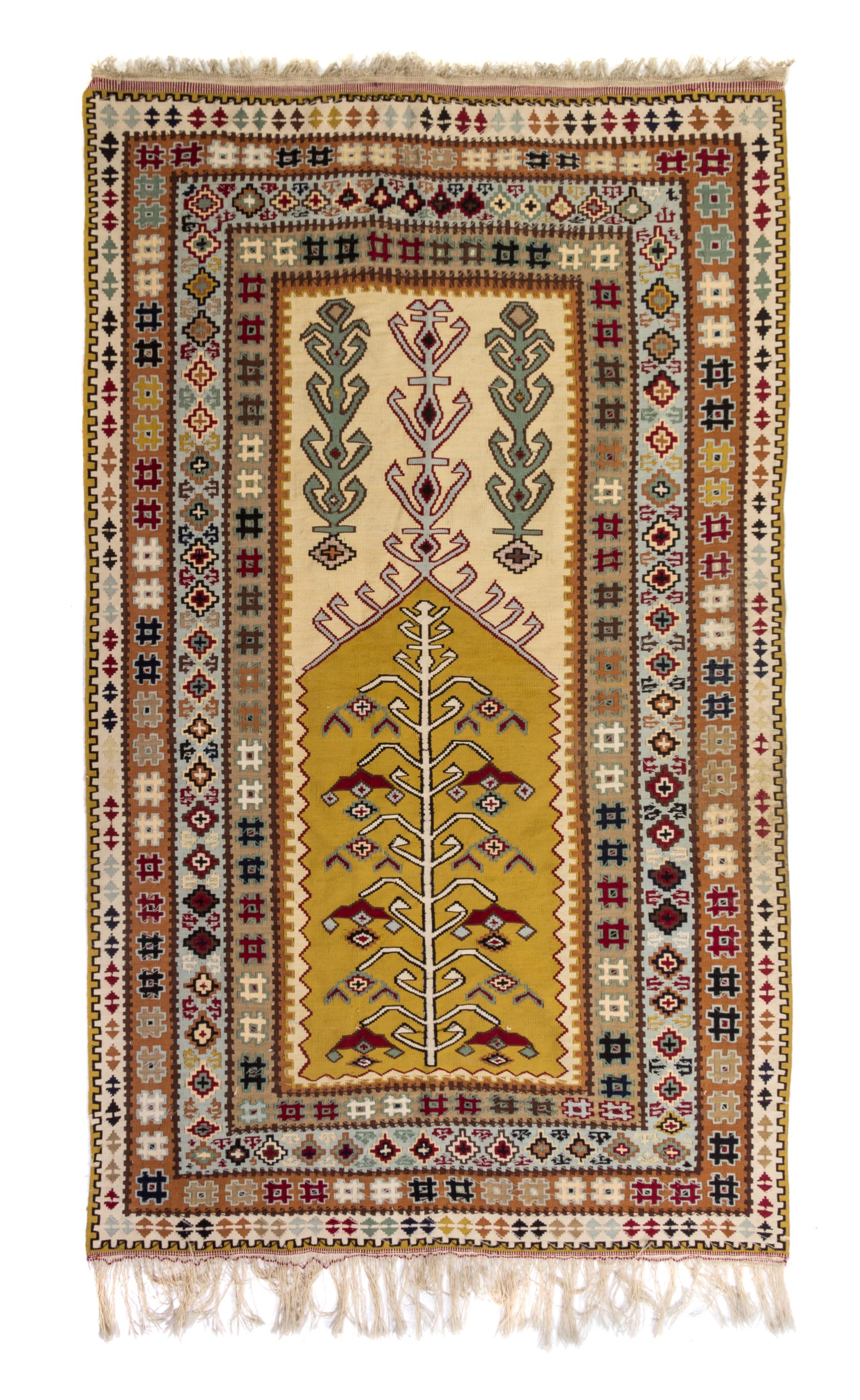 A Northwest Persian Flatweave Prayer Rug 5 feet 7 inches x 3 feet 5 inches.