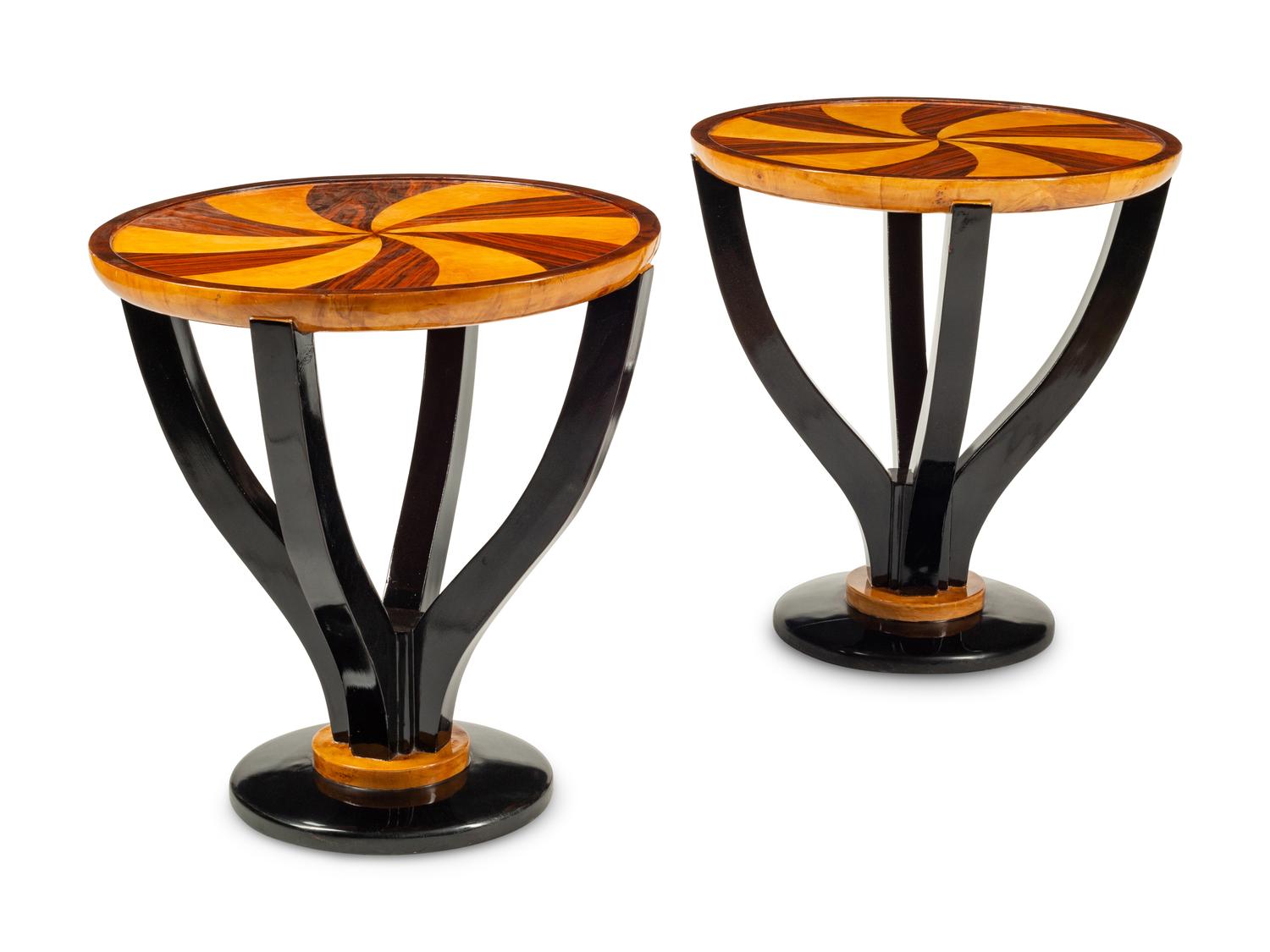 A Pair of Continental Part-Ebonized Side Tables