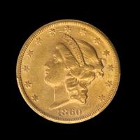 A United States 1860-S Liberty Head $20 Gold Coin