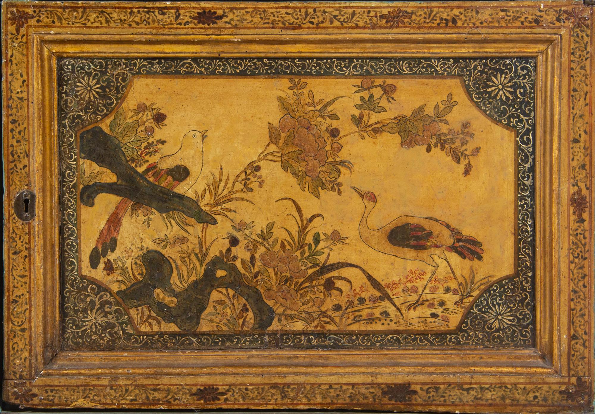 A Pair of Continental Chinoiserie Decorated Corner Cabinets
