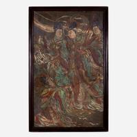 A Large Chinese polychrome stucco fresco panel 灰泥彩绘天女图壁画 Yuan/Ming Dynasty or later ?/????