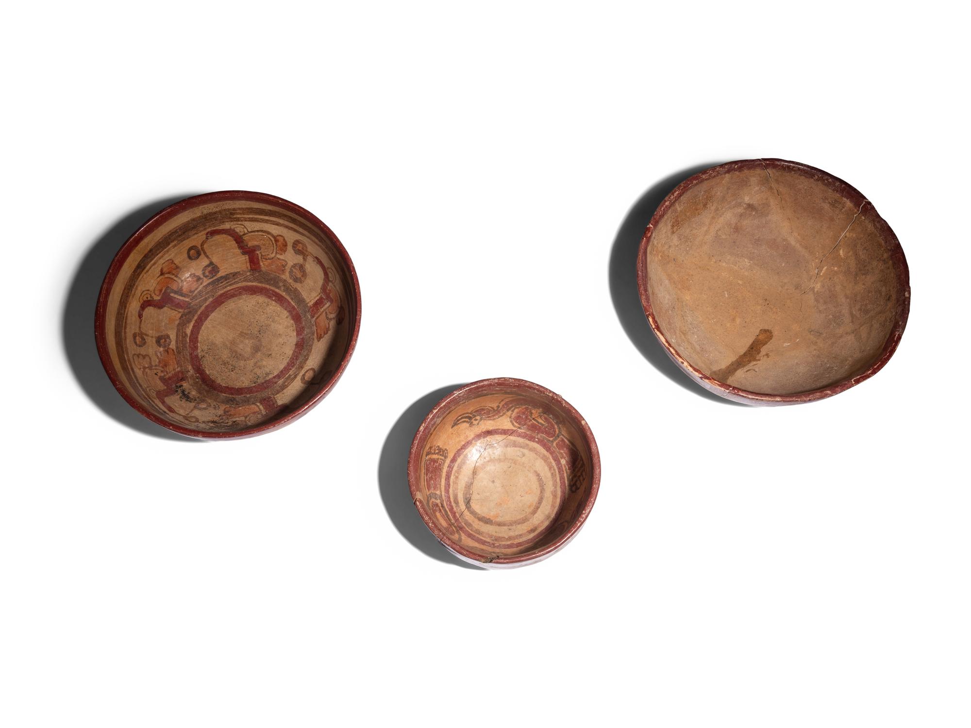 Three Maya Polychrome Bowls
