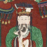 A Large Korean Painting Depicting a King of Hell, 19th Century — 朝鮮王朝 冥府十王之第八平等大王