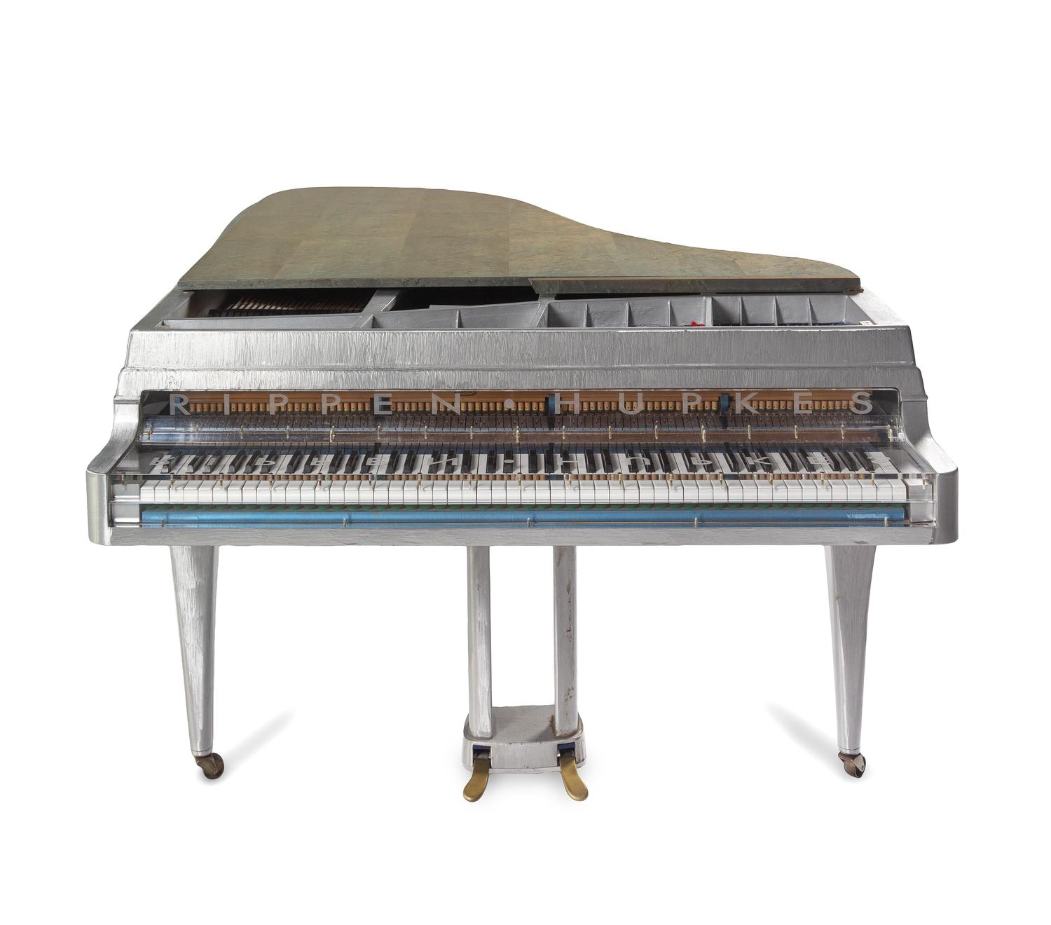 A Henk Hupkes Aluminum and Maplewood Piano