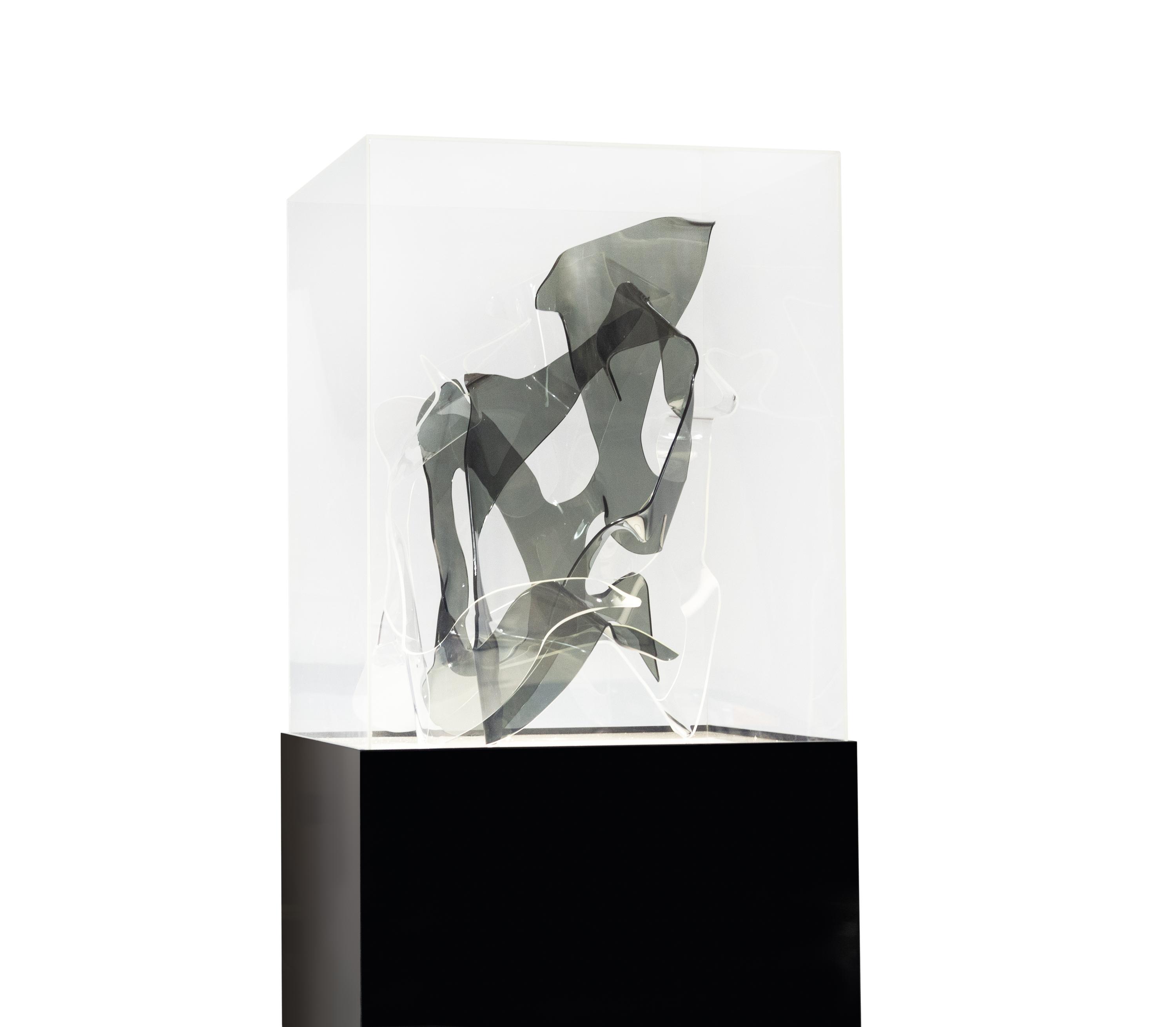 Sculpture and Lighted Pedestal