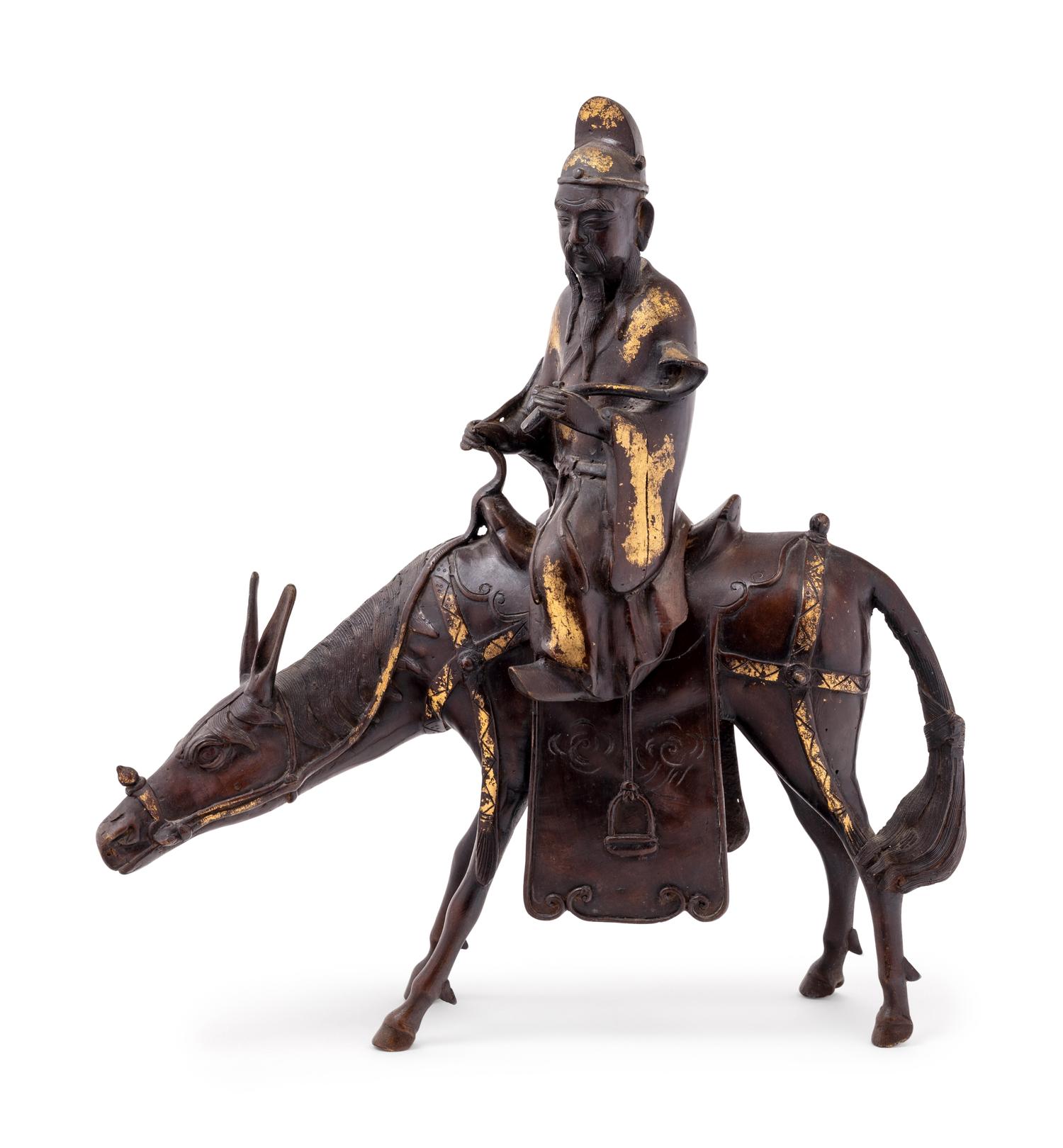 A Large Japanese Parcel Gilt Bronze Figural-Form Incense Burner