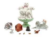 A Group of Eleven Hound Figures and Articles Height of tallest 11 inches.