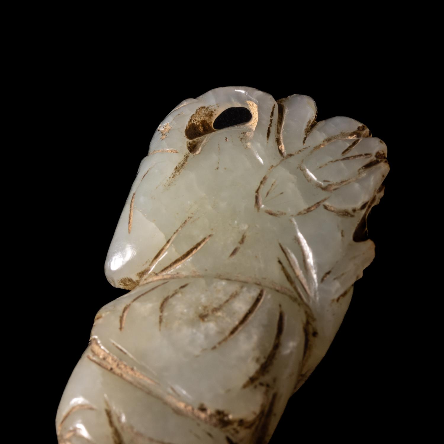 A Small Chinese Celadon Jade Figure of a Boy