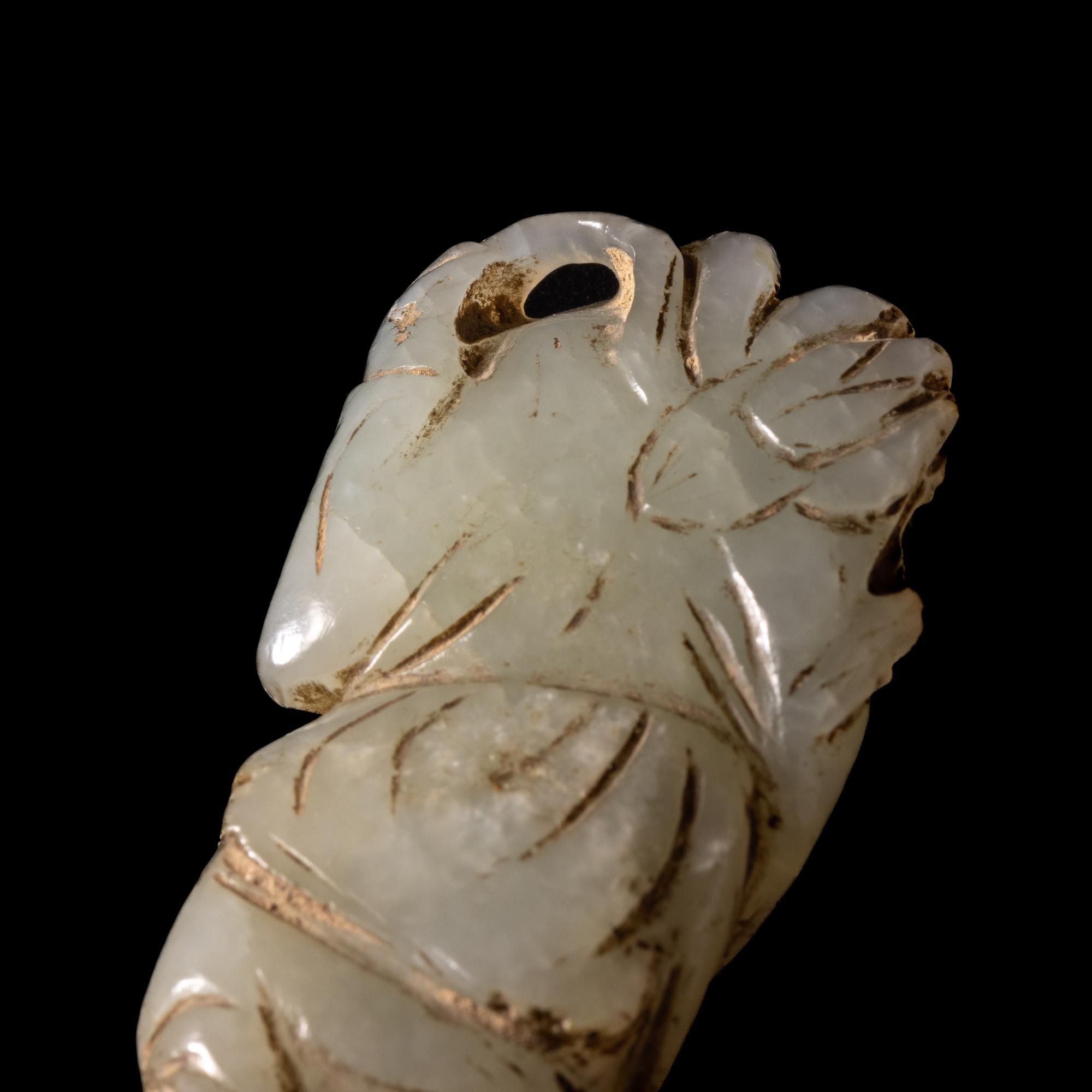 A Small Chinese Celadon Jade Figure of a Boy