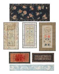 Seven Chinese Embroidered and Woven Silk Panels