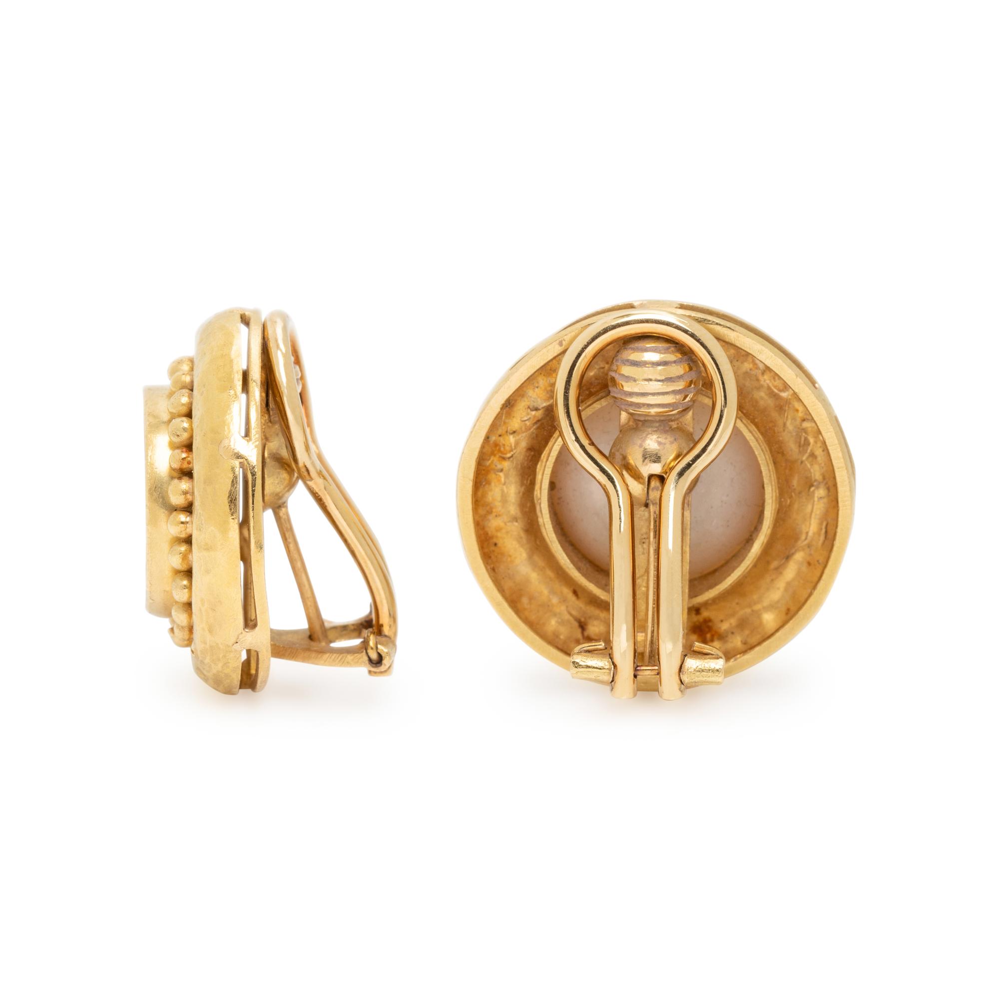 ELIZABETH LOCKE, MABÉ PEARL AND YELLOW GOLD EARRINGS