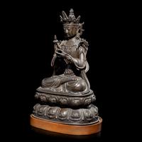 A Chinese Bronze Figure of a Seated Bodhisattva 铜菩薩坐像