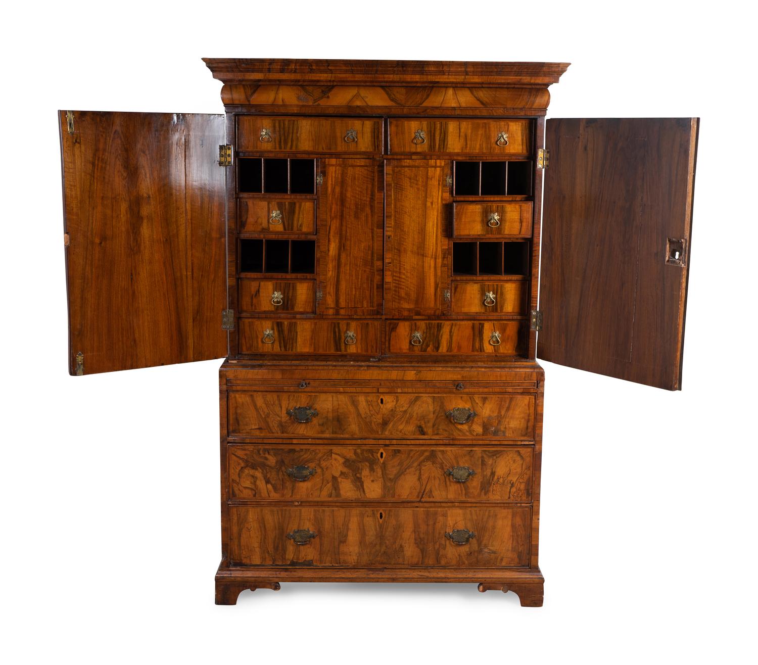 A George III Style Figured Walnut Linen Press — 19TH CENTURY