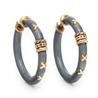 La Nouvelle Bague, Sterling Silver, Yellow Gold, and Enamel Hoop Earrings