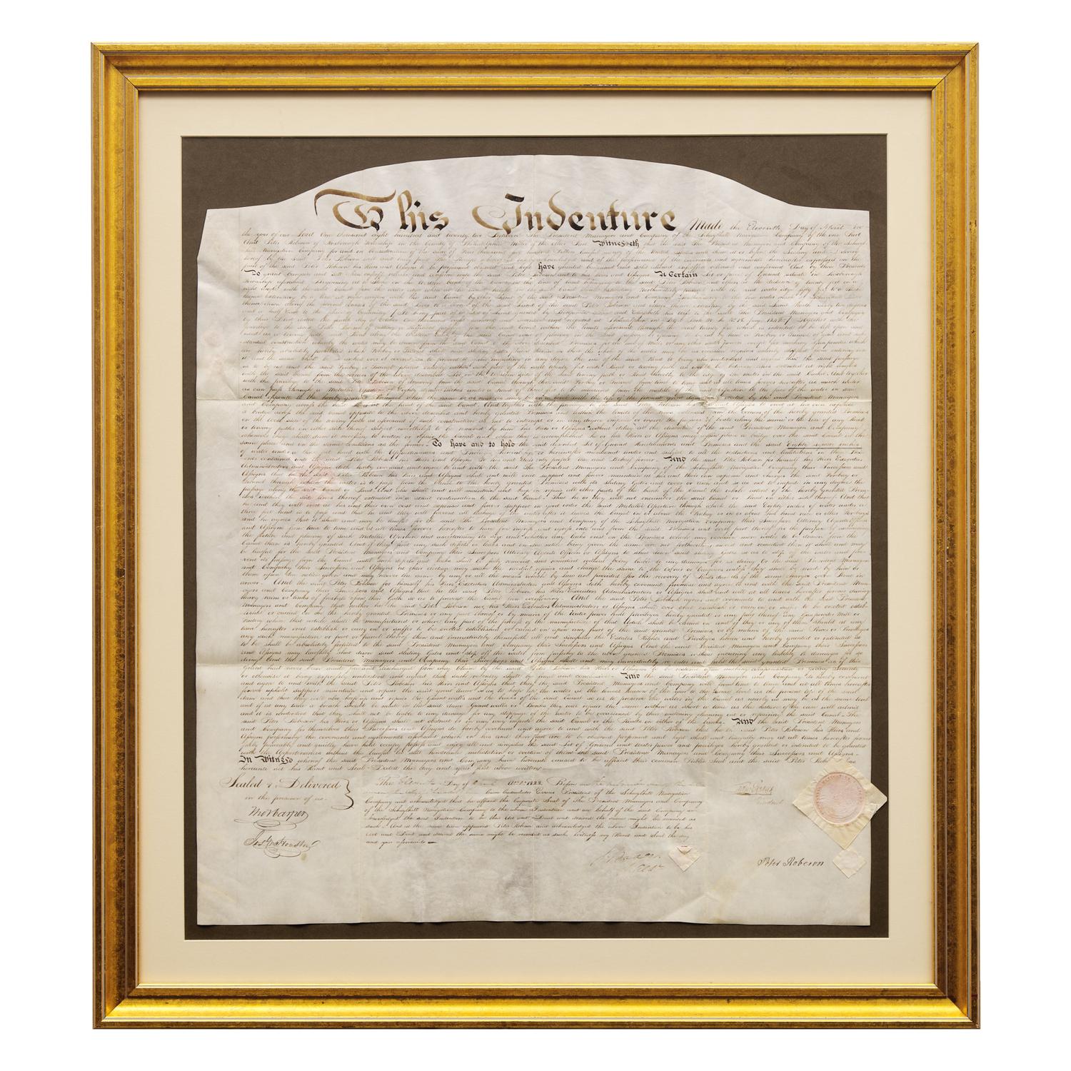 [Philadelphia] Manuscript Land Indenture Related to the Schuylkill Navigation Company