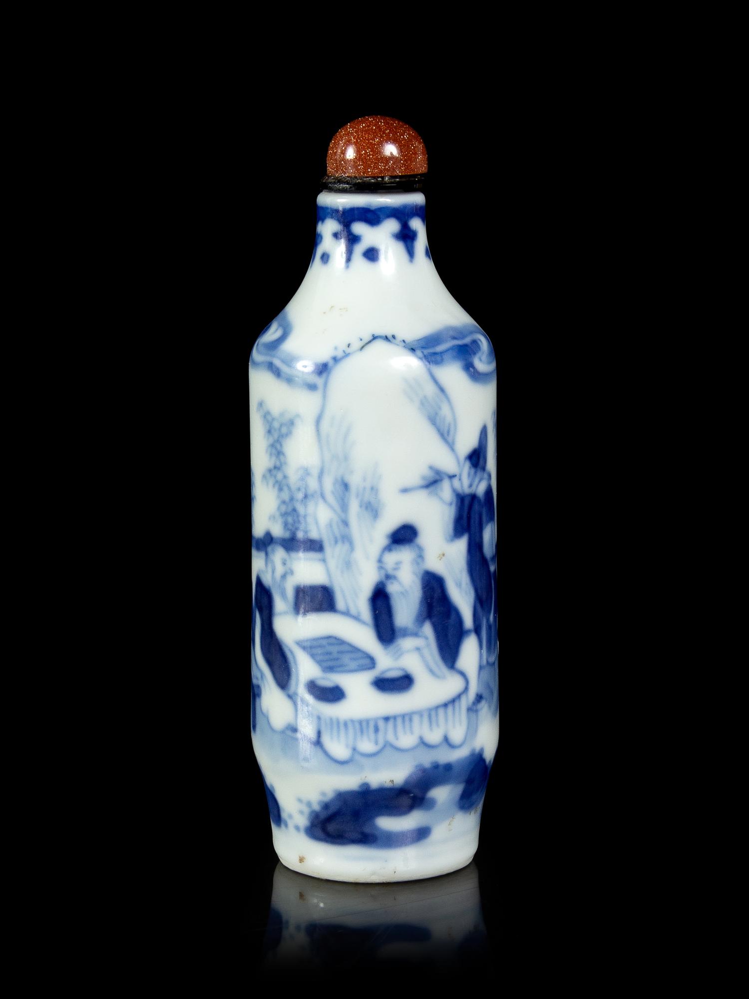 A Blue and White Porcelain Snuff Bottle