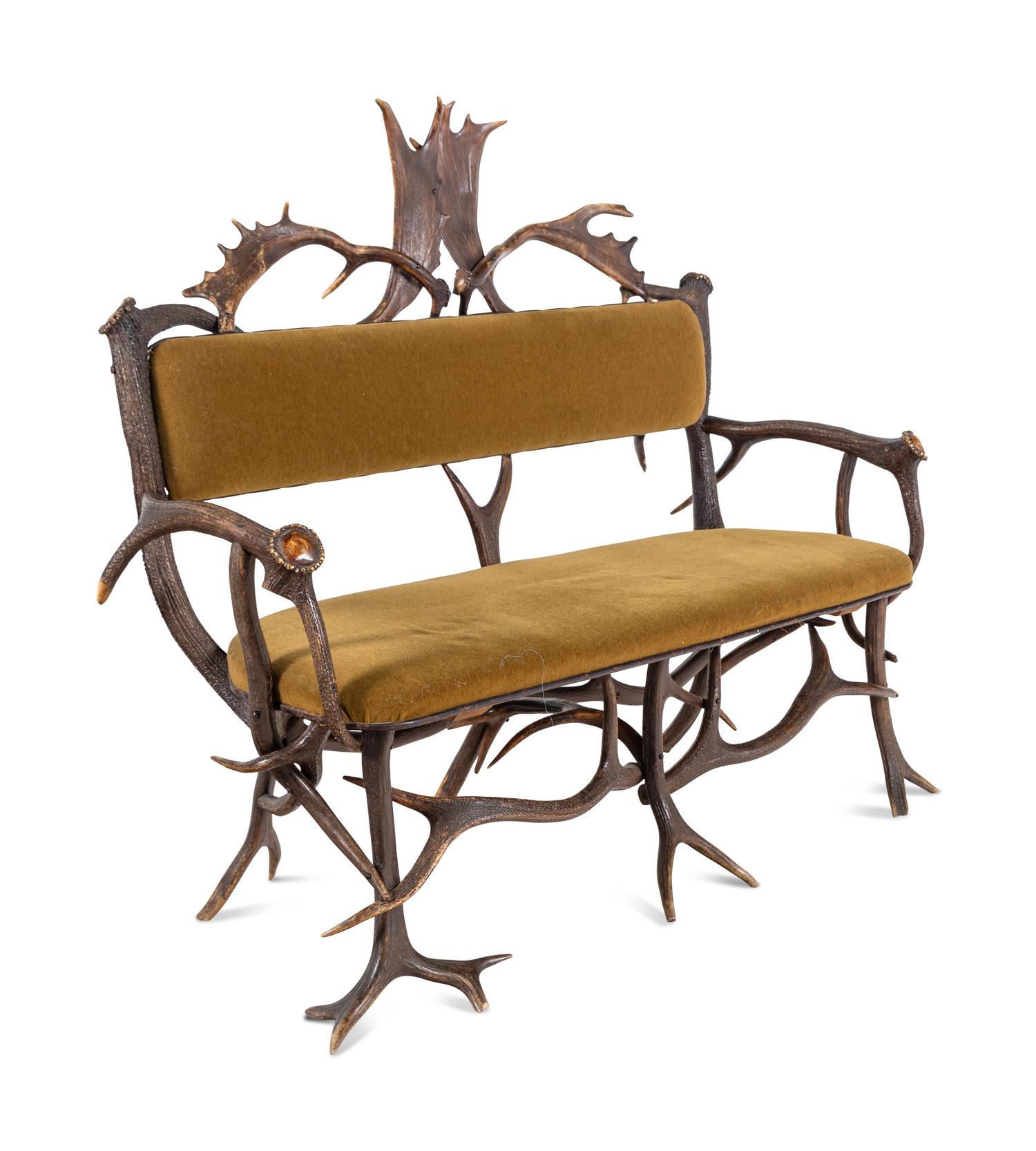 A Victorian Horn Bench and Stool