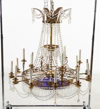 A Russian Gilt Bronze, Cobalt Blue and Clear Glass Chandelier