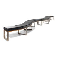 A Leather-Upholstered Elongated Serpentine Bench