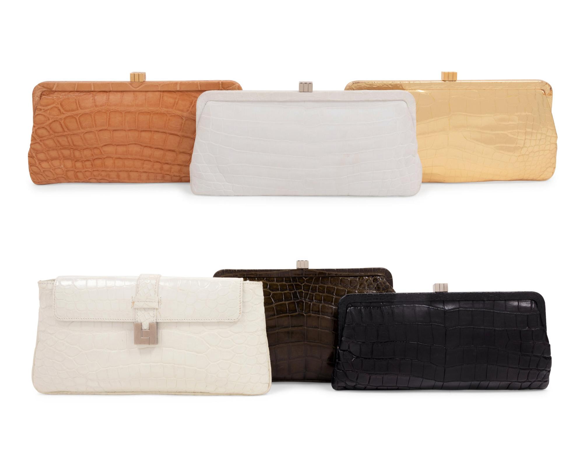 Six Lambertson Truex Exotic Skin Frame Clutch Bags