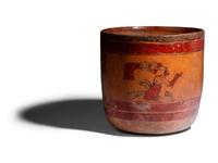 A Maya Polychrome Cylinder Vessel