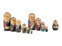 A Set of Painted Nesting Dolls of Soviet Political Leaders