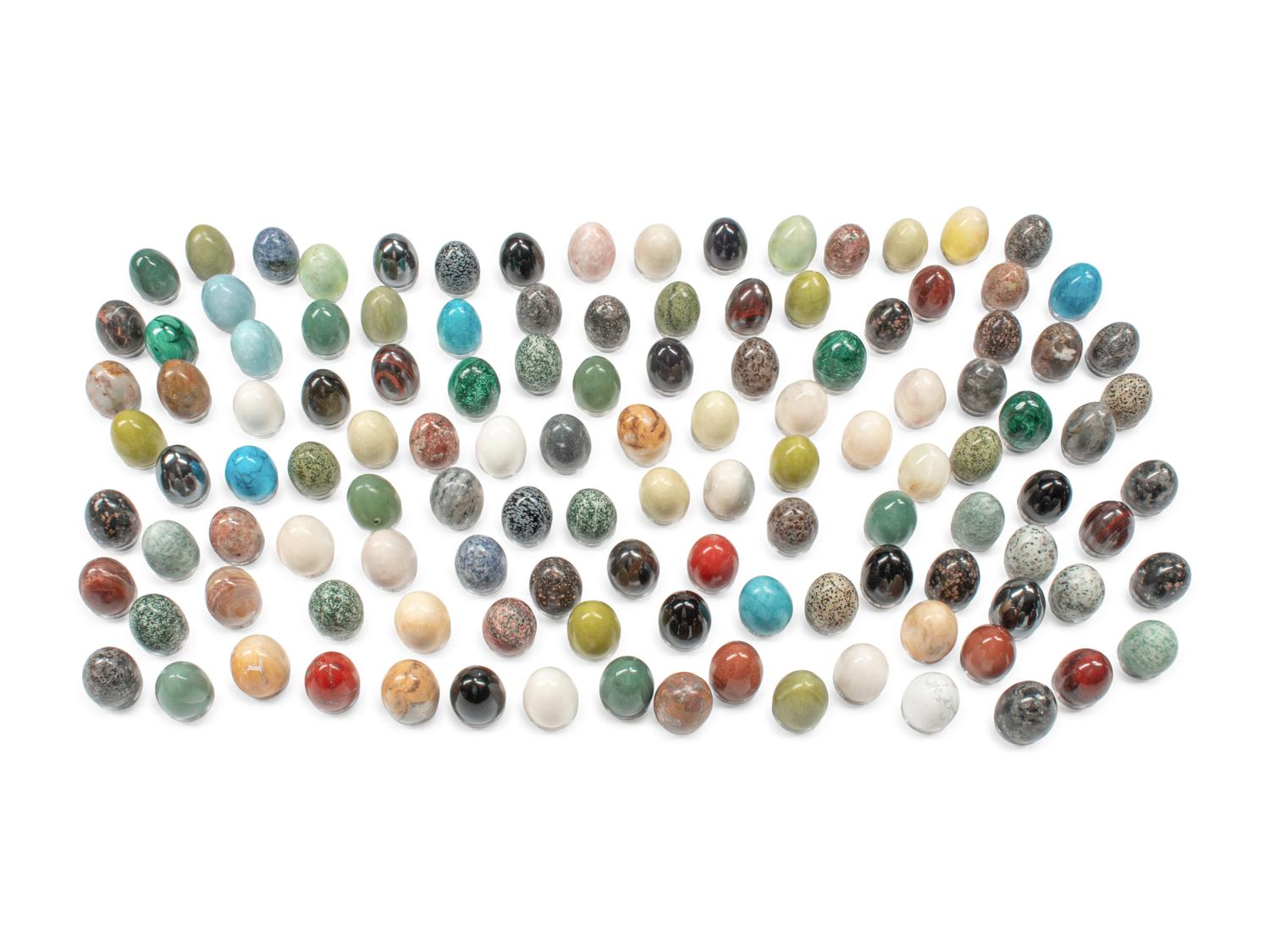 A Collection of Hardstone and Semi-Precious Stone Eggs