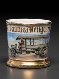 A Porcelain Occupational Shaving Mug Depicting a Railway Express Co . Truck