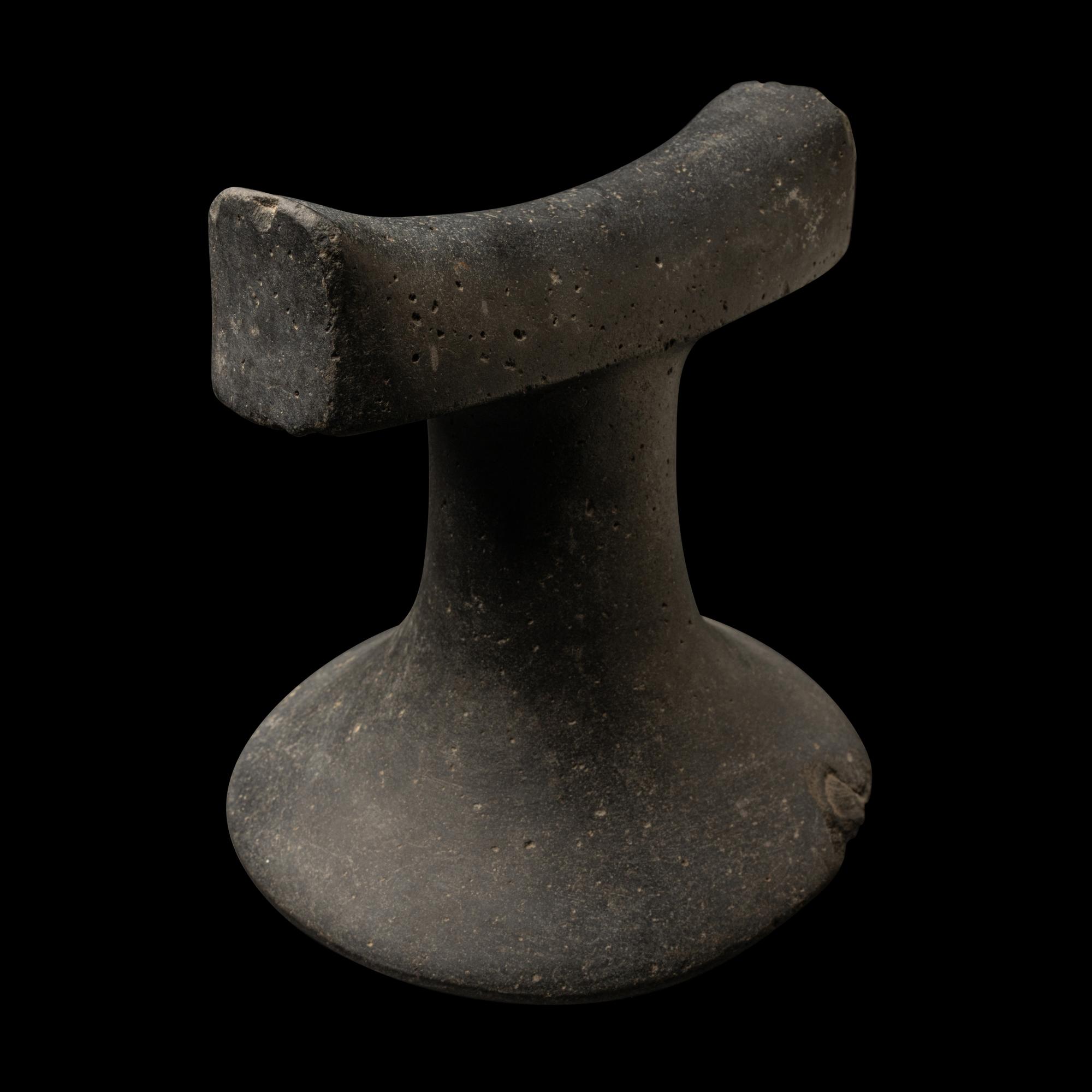 A Polynesian Black-Basalt Poi Pounder