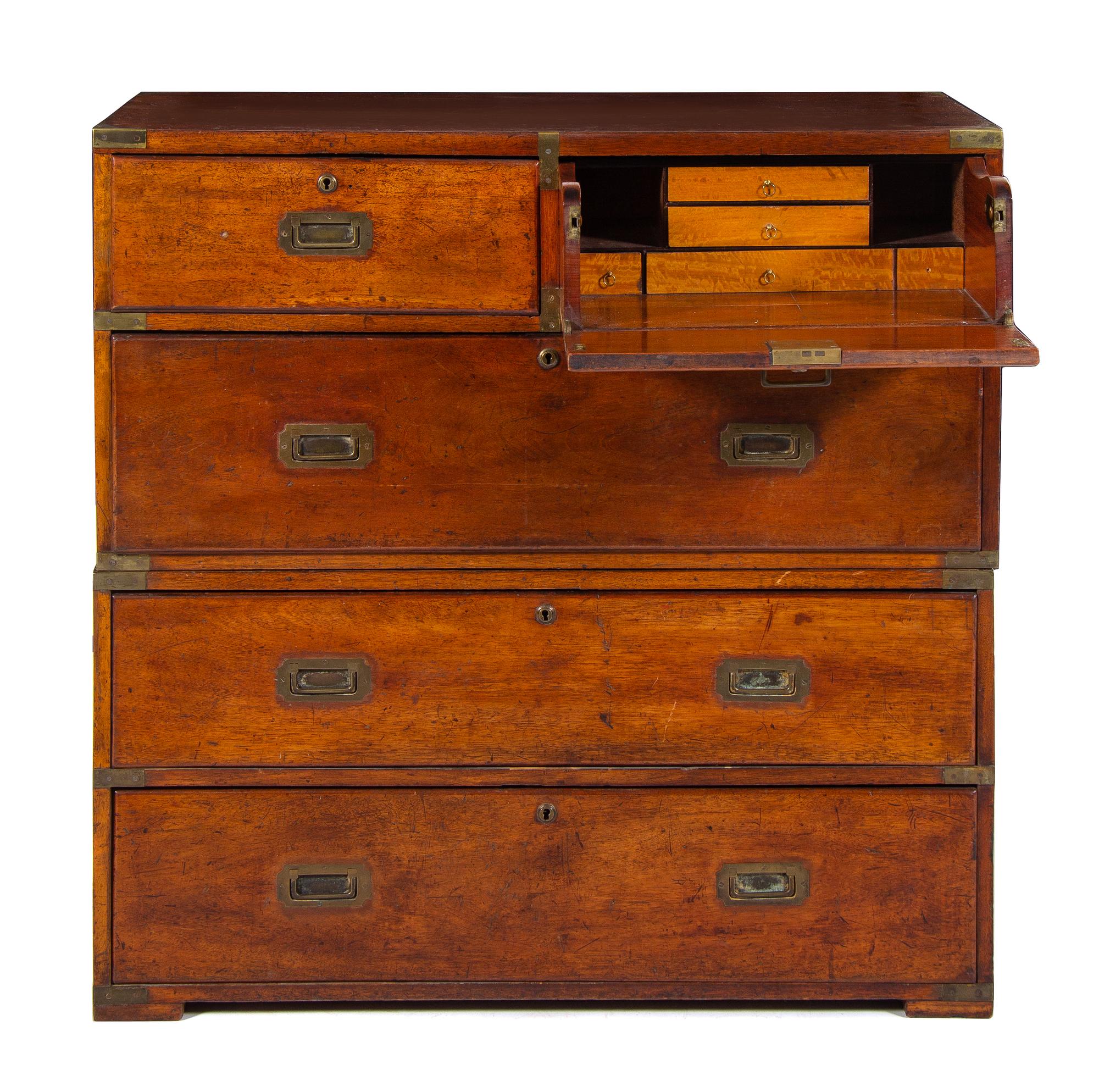 A George III Style Campaign Chest Height 39 7/8 x width 40 x depth 18 inches. — 19TH CENTURY