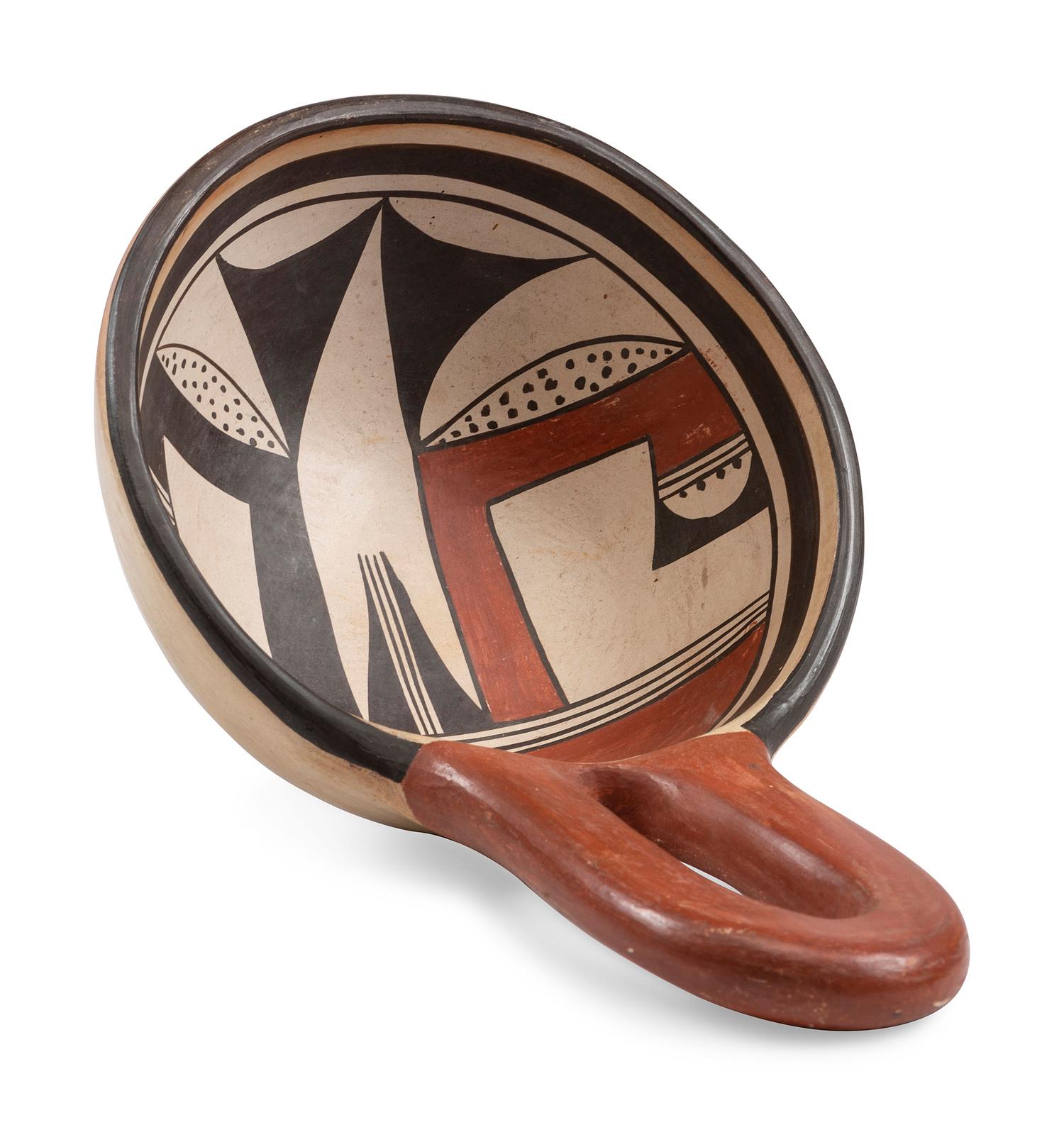 Polychrome Pottery Ladle, with Eagle Tail Design