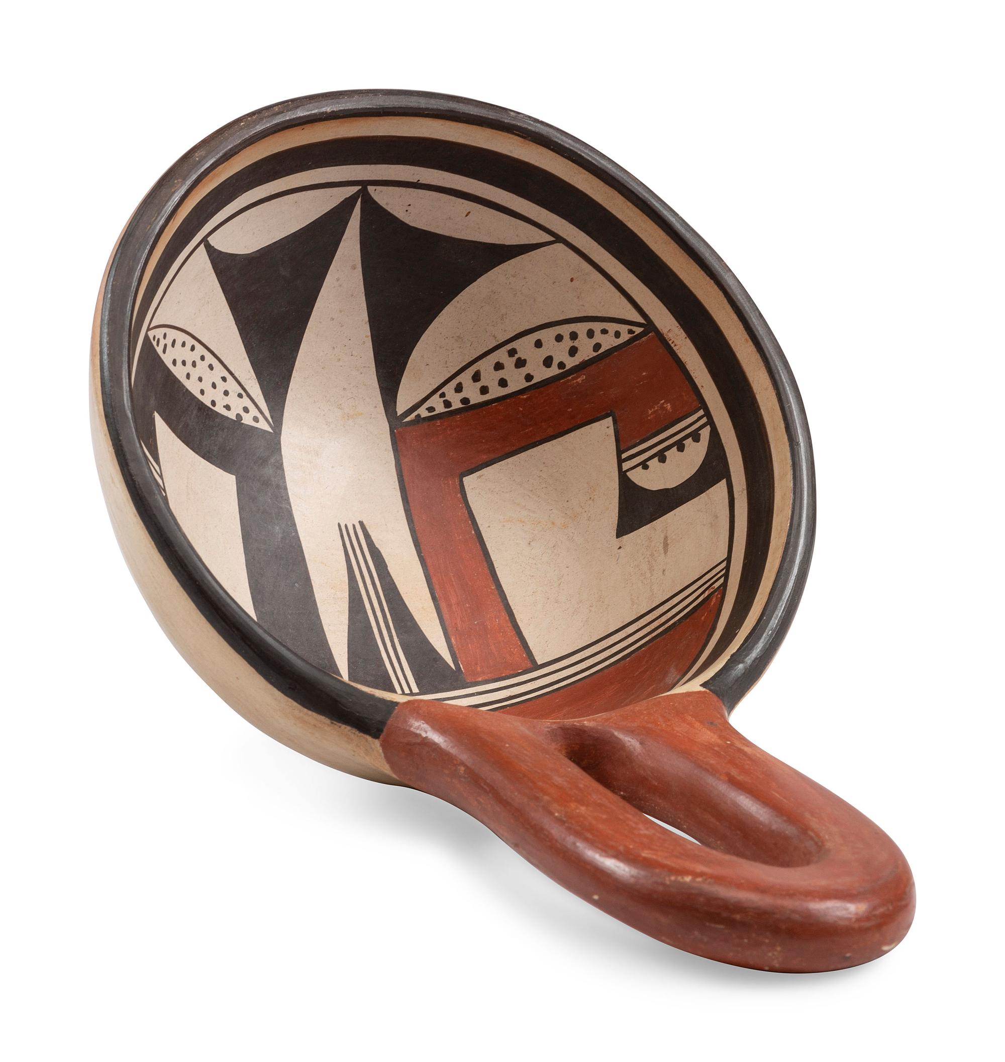 Polychrome Pottery Ladle, with Eagle Tail Design