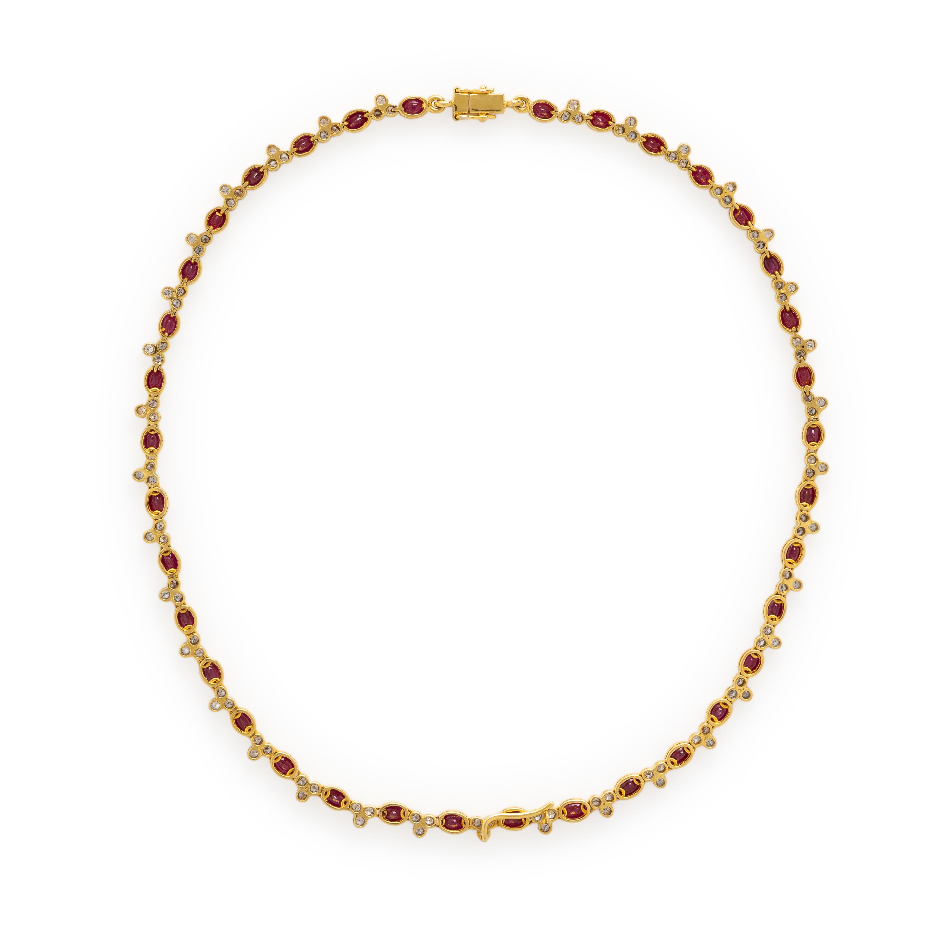 Ruby, Diamond, and Yellow Gold Necklace