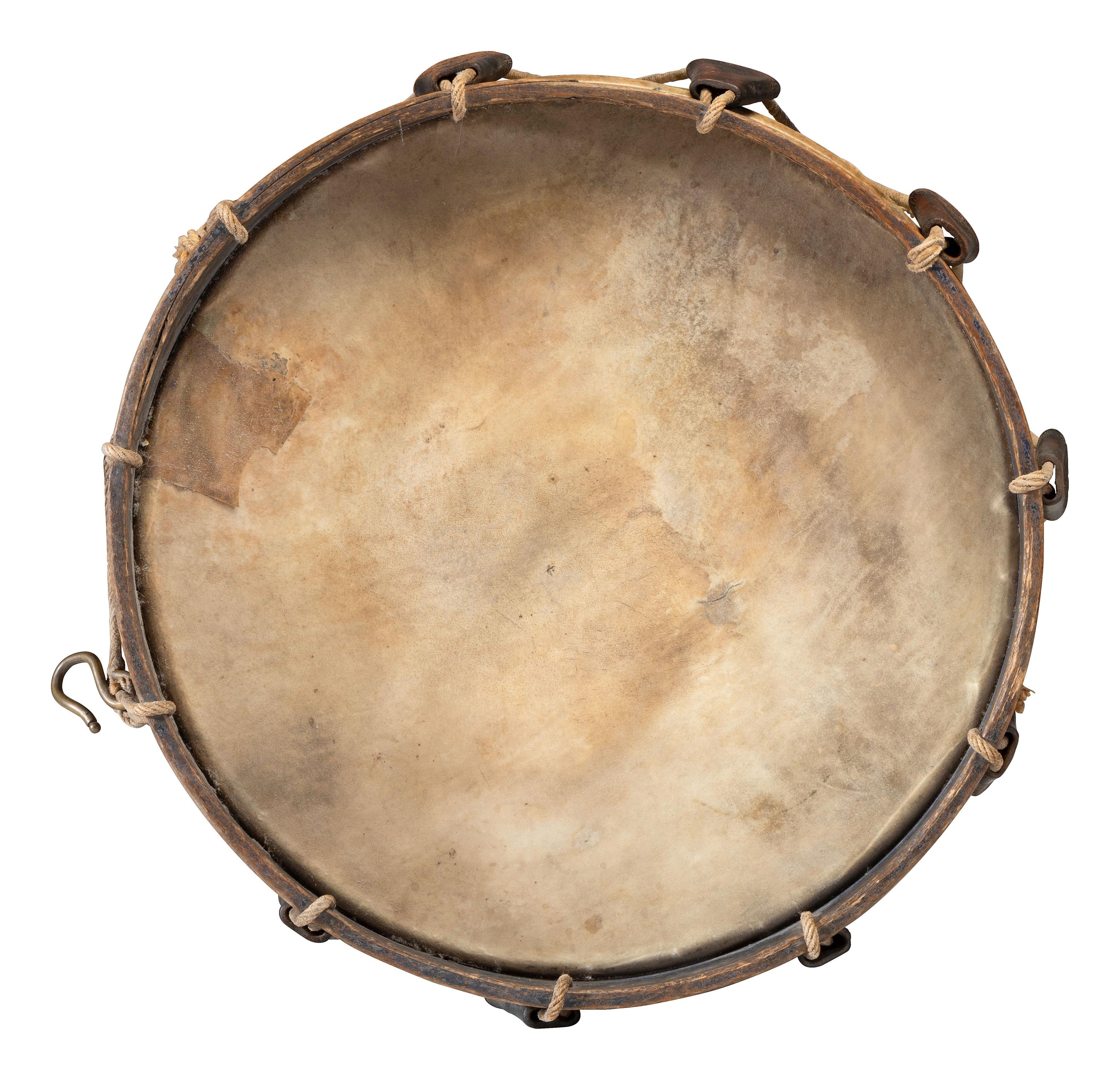 Unmarked Brass Shell Snare Drum Attributed to Thomas Leech & Company of Memphis