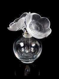 Lalique, a molded and frosted Deux Anemones figural perfume bottle