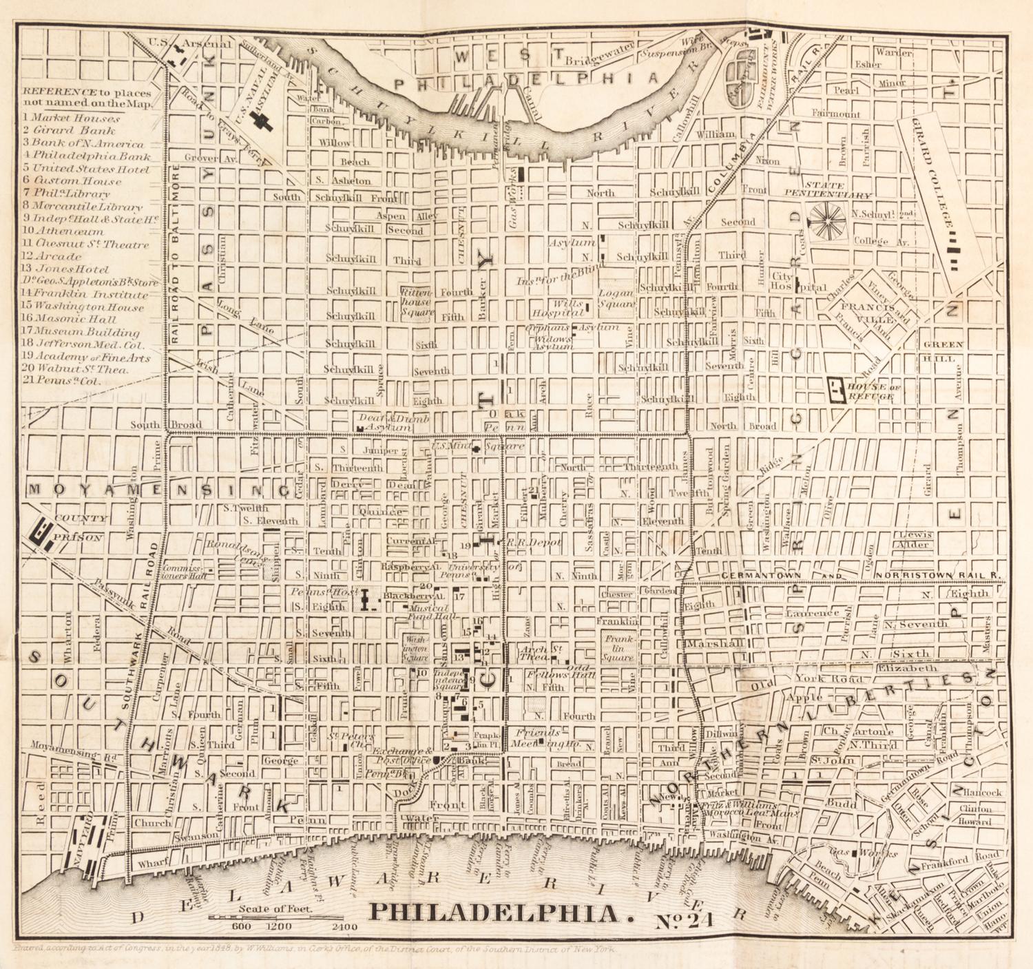(RAILROAD) WILLIAMS, WELLINGTON. Appleton's Railroad and Steamboat Companion. New York, 1848. With 28 maps.