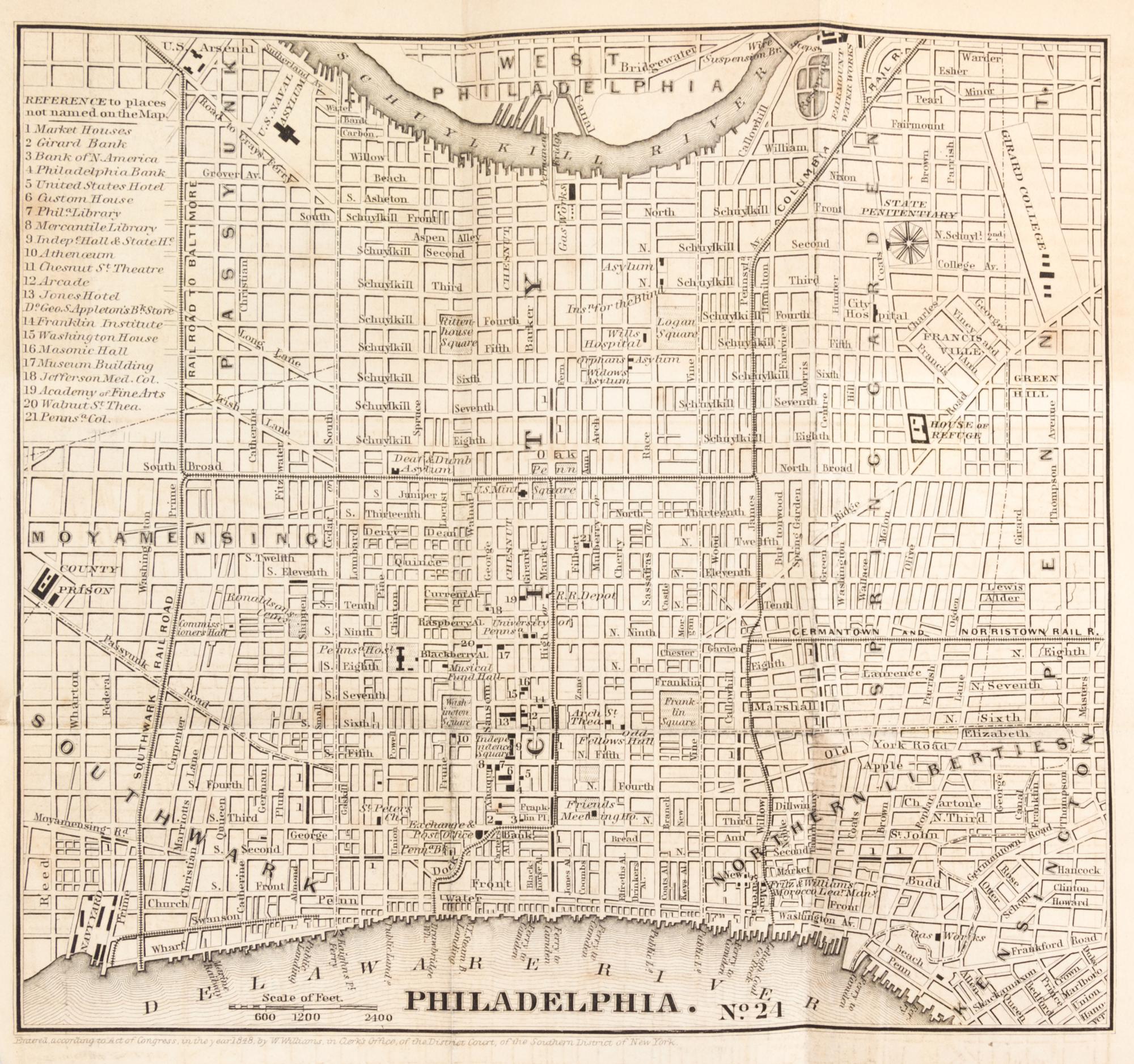 (RAILROAD) WILLIAMS, WELLINGTON. Appleton's Railroad and Steamboat Companion. New York, 1848. With 28 maps.