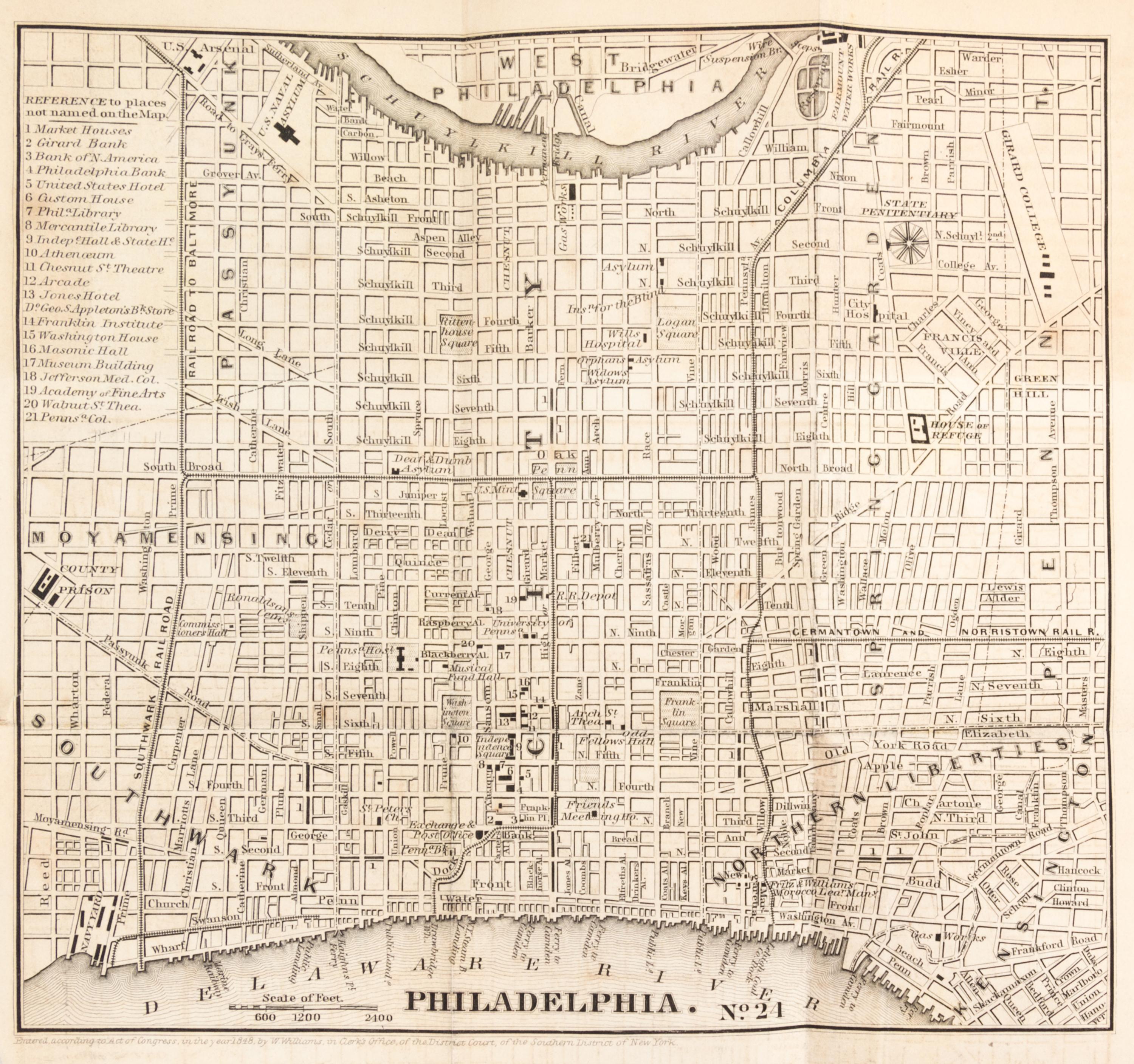 (RAILROAD) WILLIAMS, WELLINGTON. Appleton's Railroad and Steamboat Companion. New York, 1848. With 28 maps.