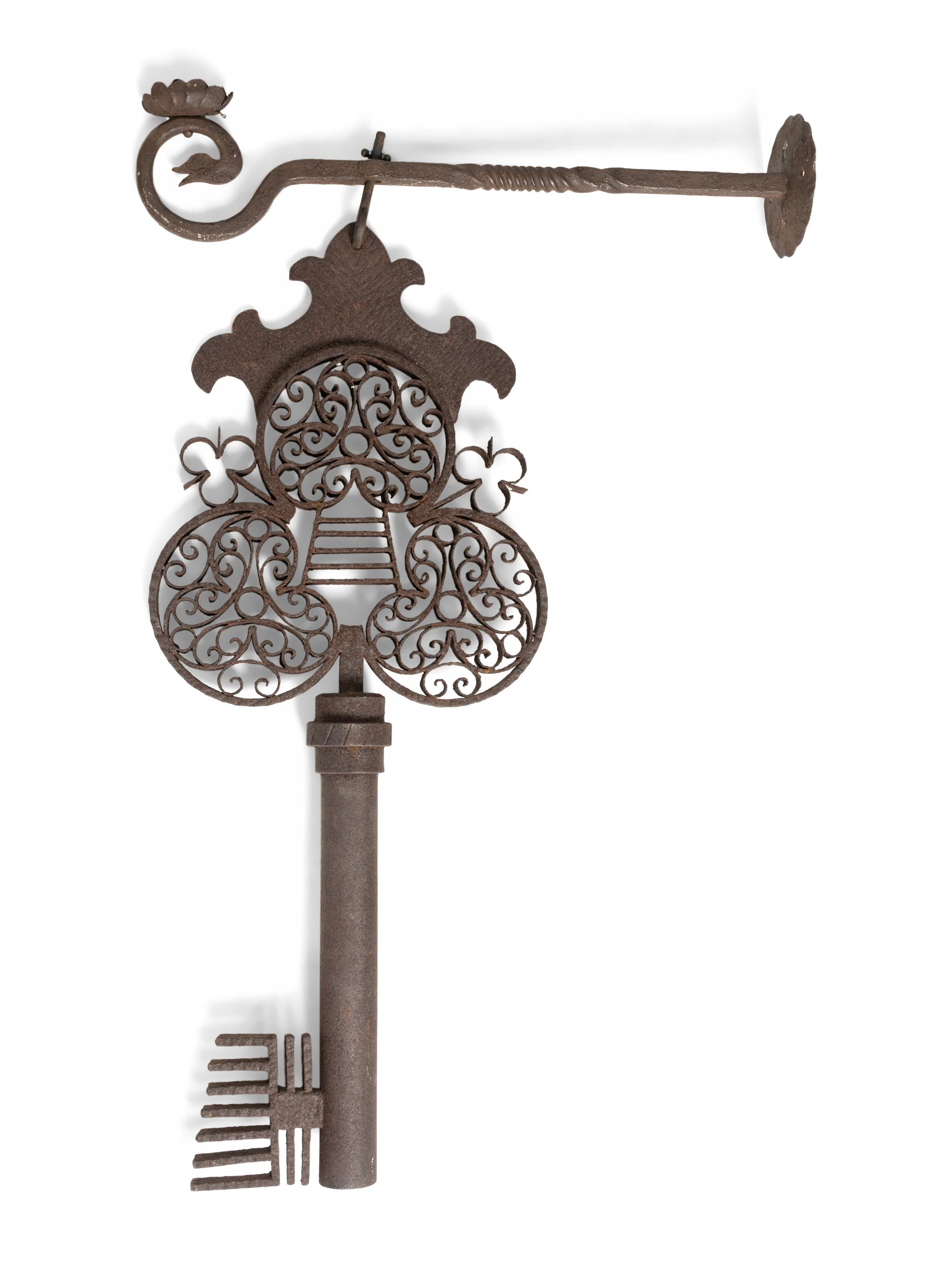 A Large Cast Iron Key-Form Locksmith's Trade Sign