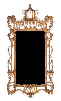 A Chinese Chippendale Style Giltwood Mirror, Height 63 x width 32 inches.