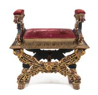 An Italian Renaissance Revival Painted and Parcel Gilt Bench — LATE 19TH CENTURY